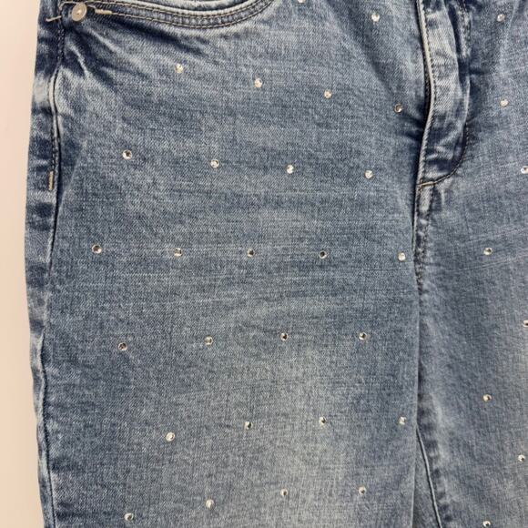 Wit & Wisdom Women's Bennett Jewel Embellished Straight Crop Jeans Blue Size 4p - Picture 5 of 8